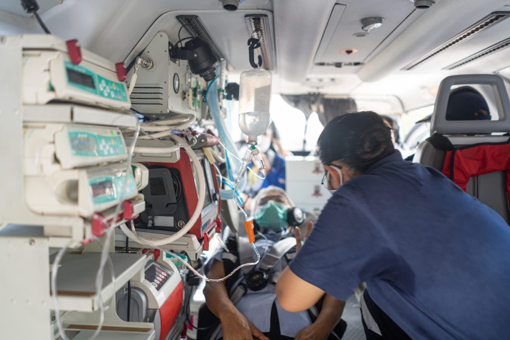 Inside the ambulance